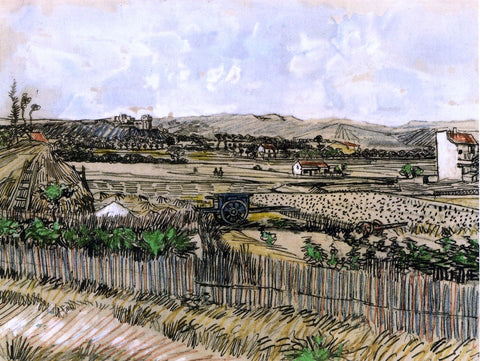  Vincent Van Gogh Harvest in Provence, at the Left Montmajour - Hand Painted Oil Painting