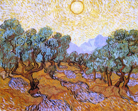  Vincent Van Gogh Olive Trees with Yellow Sky and Sun - Hand Painted Oil Painting