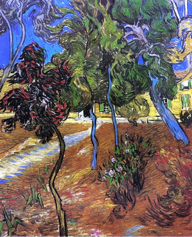  Vincent Van Gogh Trees in the Garden of Saint-Paul Hospital - Hand Painted Oil Painting