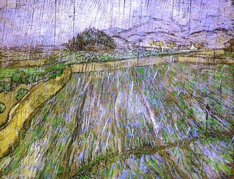  Vincent Van Gogh Wheat Field in Rain - Hand Painted Oil Painting
