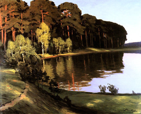  Walter Leistikow Riverscene with Forest beyond - Hand Painted Oil Painting