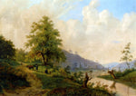  Willem Bodemann Figures in a River Landscape - Hand Painted Oil Painting