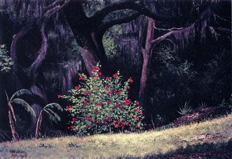  William Aiken Walker Woodland Scene with Red-Flowered Bush - Hand Painted Oil Painting