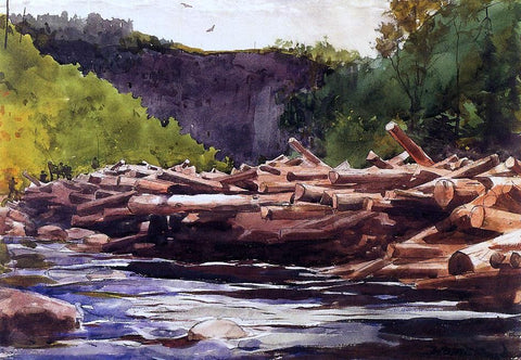  Winslow Homer Hudson River at Blue Ledge, Essex County (also known as The Log Jam) - Hand Painted Oil Painting