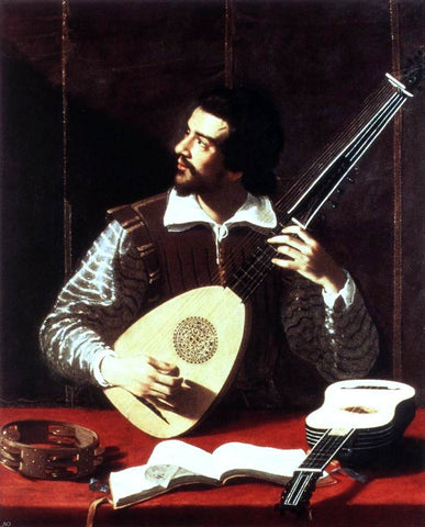  Antiveduto Gramatica The Theorbo Player - Hand Painted Oil Painting