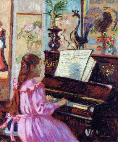  Armand Guillaumin Young Girl at the Piano - Hand Painted Oil Painting