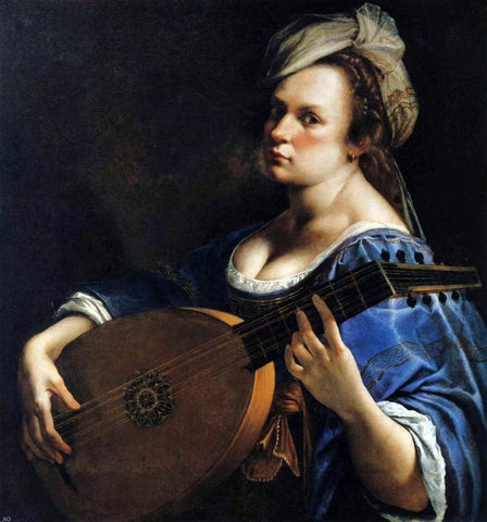  Artemisia Gentileschi Self-Portrait as a Lute Player - Hand Painted Oil Painting