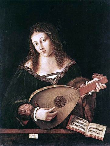  Bartolomeo Veneto Woman Playing a Lute - Hand Painted Oil Painting