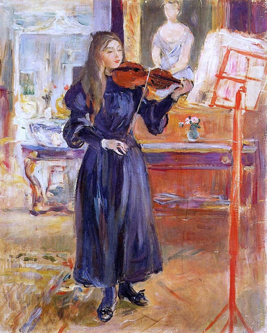  Berthe Morisot A Girl Studying the Violin - Hand Painted Oil Painting