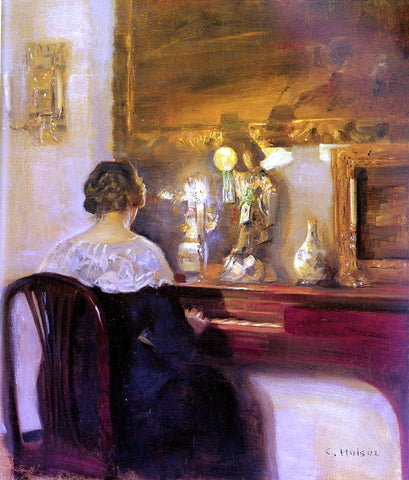  Carl Vilhelm Holsoe A Lady Playing the Spinet - Hand Painted Oil Painting