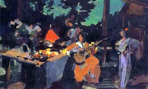  Constantin Alexeevich Korovin On a Terrace. Evening in the Coutry - Hand Painted Oil Painting