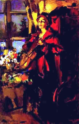  Constantin Alexeevich Korovin Woman with Guitar - Hand Painted Oil Painting