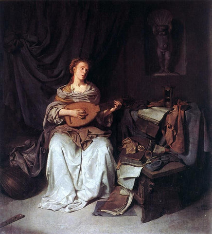  Cornelis Bega Woman Playing a Lute - Hand Painted Oil Painting