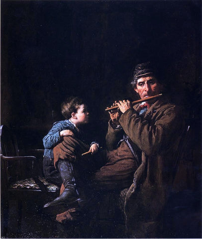  Eastman Johnson The Earnest Pupil (also known as The Fifers) - Hand Painted Oil Painting