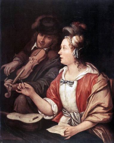  The Elder Frans Van  Mieris The Music Lesson - Hand Painted Oil Painting