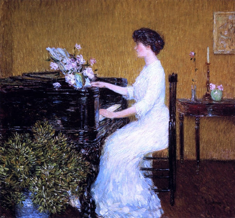  Frederick Childe Hassam At the Piano - Hand Painted Oil Painting