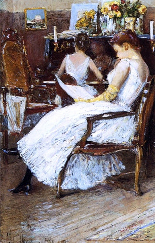  Frederick Childe Hassam Mrs. Hassam and Her Sister - Hand Painted Oil Painting