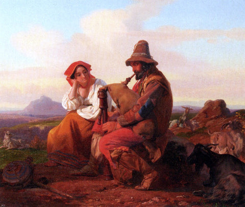  Friedrich Bouterwek A Serenade In The Roman Campagna - Hand Painted Oil Painting
