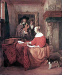  Gabriel Metsu A Woman Seated at a Table and a Man Tuning a Violin - Hand Painted Oil Painting