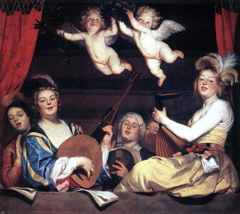  Gerrit Van Honthorst Concert on a Balcony - Hand Painted Oil Painting