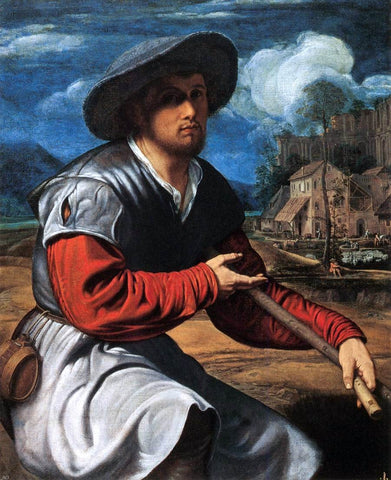  Giovanni Girolamo Savoldo Shepherd with a Flute - Hand Painted Oil Painting