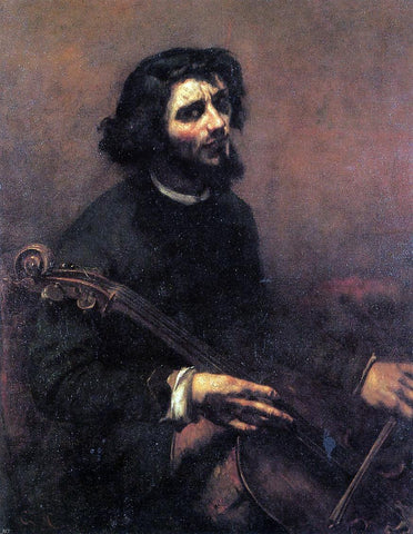  Gustave Courbet The Cellist, Self Portrait - Hand Painted Oil Painting