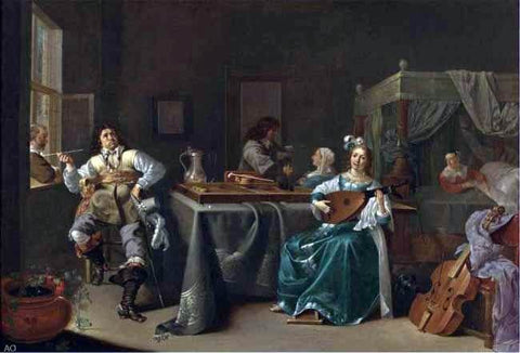  Jacob Duck A Merry Company in an Interior - Hand Painted Oil Painting