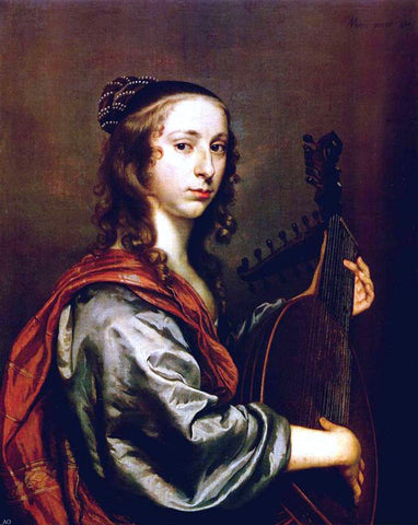  Jan Mijtens Lady Playing the Lute - Hand Painted Oil Painting