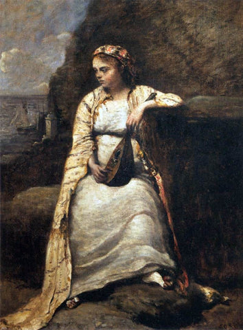  Jean-Baptiste-Camille Corot Haydee, Young Woman in Greek Dress - Hand Painted Oil Painting