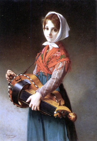  Jules Richomme The Hurdy-Gurdy Girl - Hand Painted Oil Painting