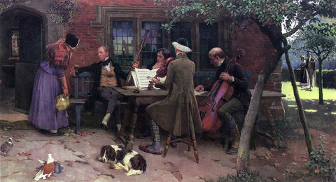  Leghe Suthers Musicians Outside an Inn - Hand Painted Oil Painting