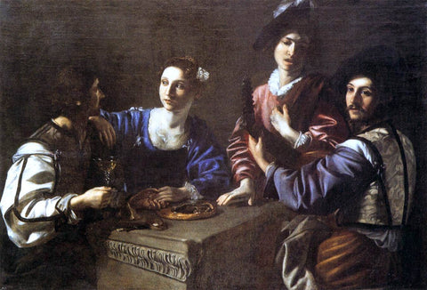  Nicolas Tournier Drinking Party with a Lute Player - Hand Painted Oil Painting