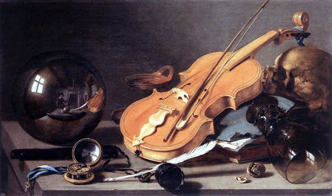  Pieter Claesz Vanitas with Violin and Glass Ball - Hand Painted Oil Painting