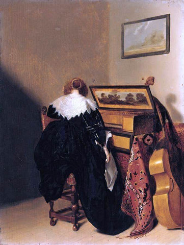  Pieter Codde Lady Seated at Virginals - Hand Painted Oil Painting
