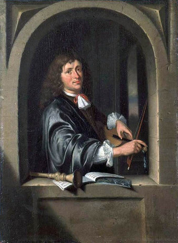 Pieter Cornelisz. Van Slingelandt The Violist - Hand Painted Oil Painting
