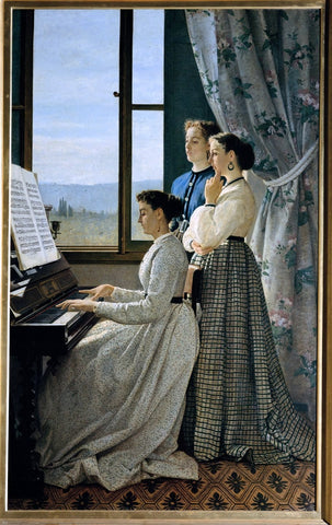  Silvestro Lega Il canto di uno stornello - Hand Painted Oil Painting