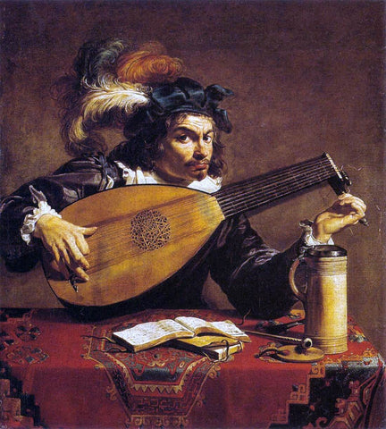  Theodoor Rombouts The Lute Player - Hand Painted Oil Painting