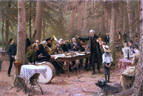  Wilhelm-Carl-August Zimmer The Orchestra, Biergarten - Hand Painted Oil Painting