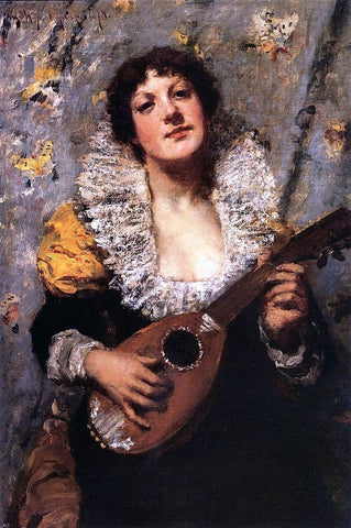  William Merritt Chase The Mandolin Player - Hand Painted Oil Painting