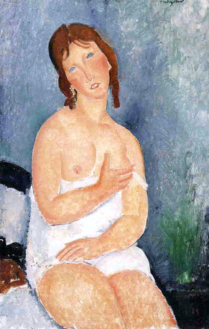  Amedeo Modigliani The Dairymaid (also known as Red Haired Young Woman in Shift) - Hand Painted Oil Painting