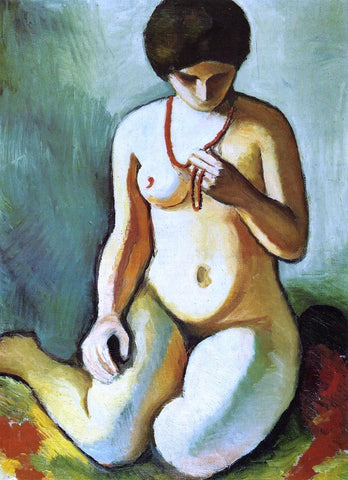  August Macke A Nude with Coral Necklace - Hand Painted Oil Painting