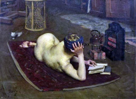  Lindsey Bernard Hall Nude Reading at Studio Fire - Hand Painted Oil Painting