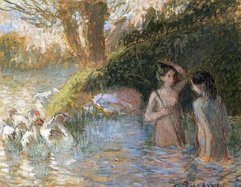  Camille Pissarro A Bathing Goose Maidens - Hand Painted Oil Painting