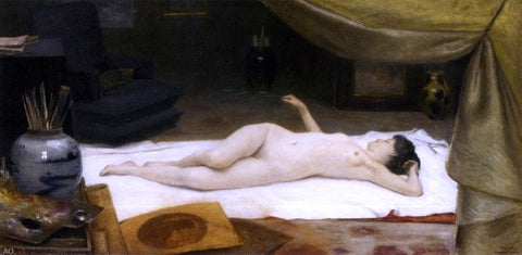  Christian Clausen A Reclining Nude in a Studio - Hand Painted Oil Painting