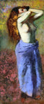  Edgar Degas Woman in a Blue Dressing Gown, Torso Exposed - Hand Painted Oil Painting