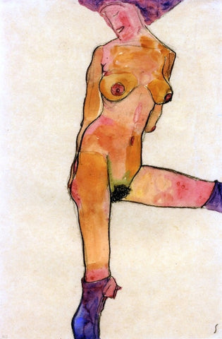  Egon Schiele Female Nude - Hand Painted Oil Painting