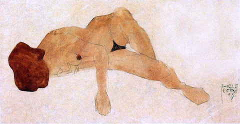  Egon Schiele Reclining Female Nude - Hand Painted Oil Painting