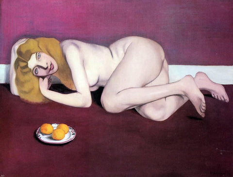  Felix Vallotton Nude Blond Woman with Tangerines - Hand Painted Oil Painting