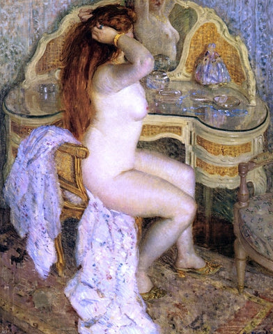  Frederick Carl Frieseke Nude Seated at Her Dressing Table - Hand Painted Oil Painting
