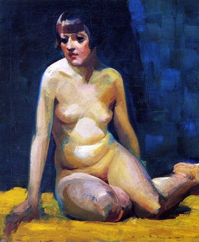  George Luks A Seated Nude with Bobbed Hair - Hand Painted Oil Painting
